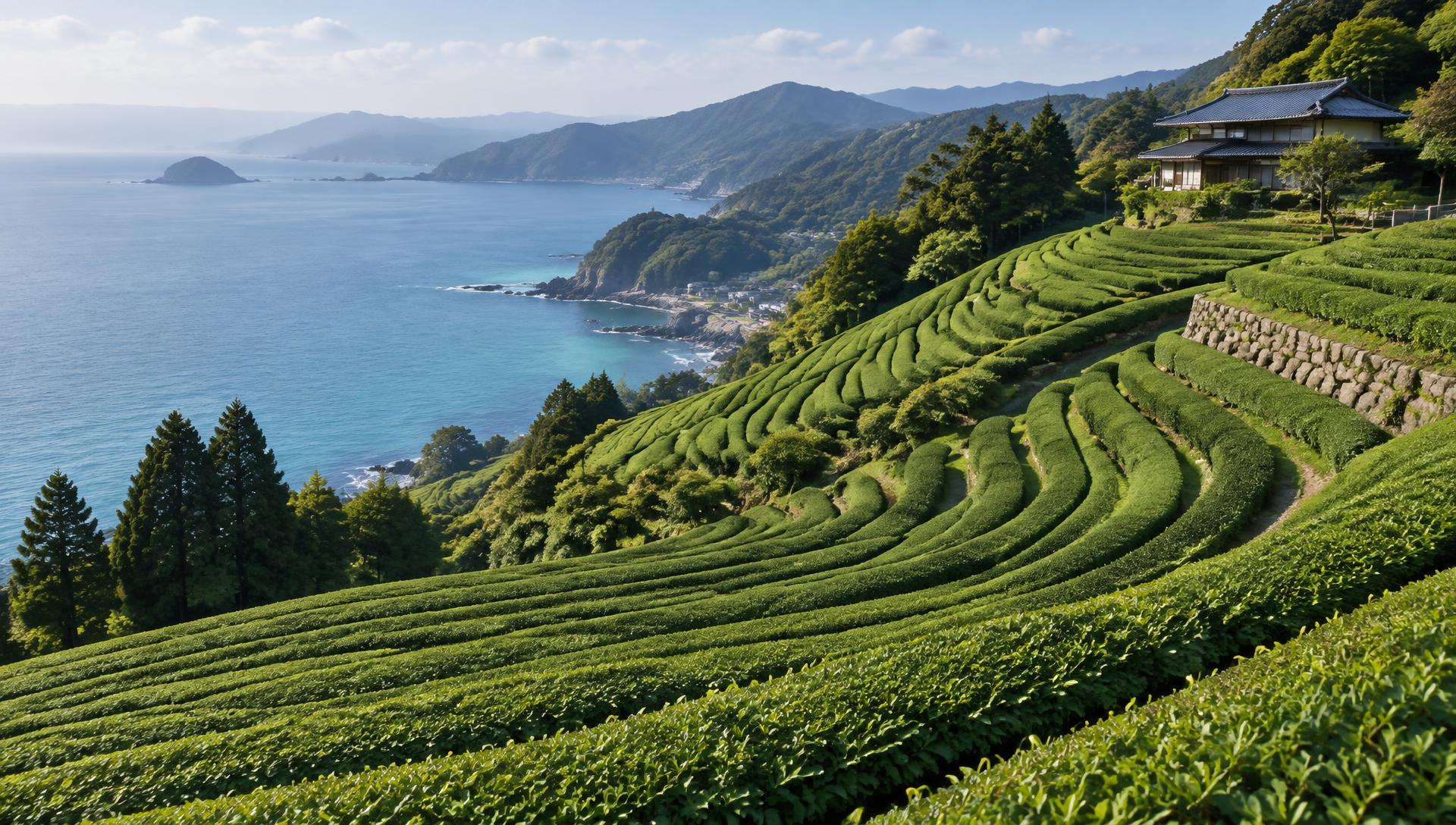 Terrazas de té sobre el mar